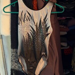 GK Black and White Leotard with Sparkling Design